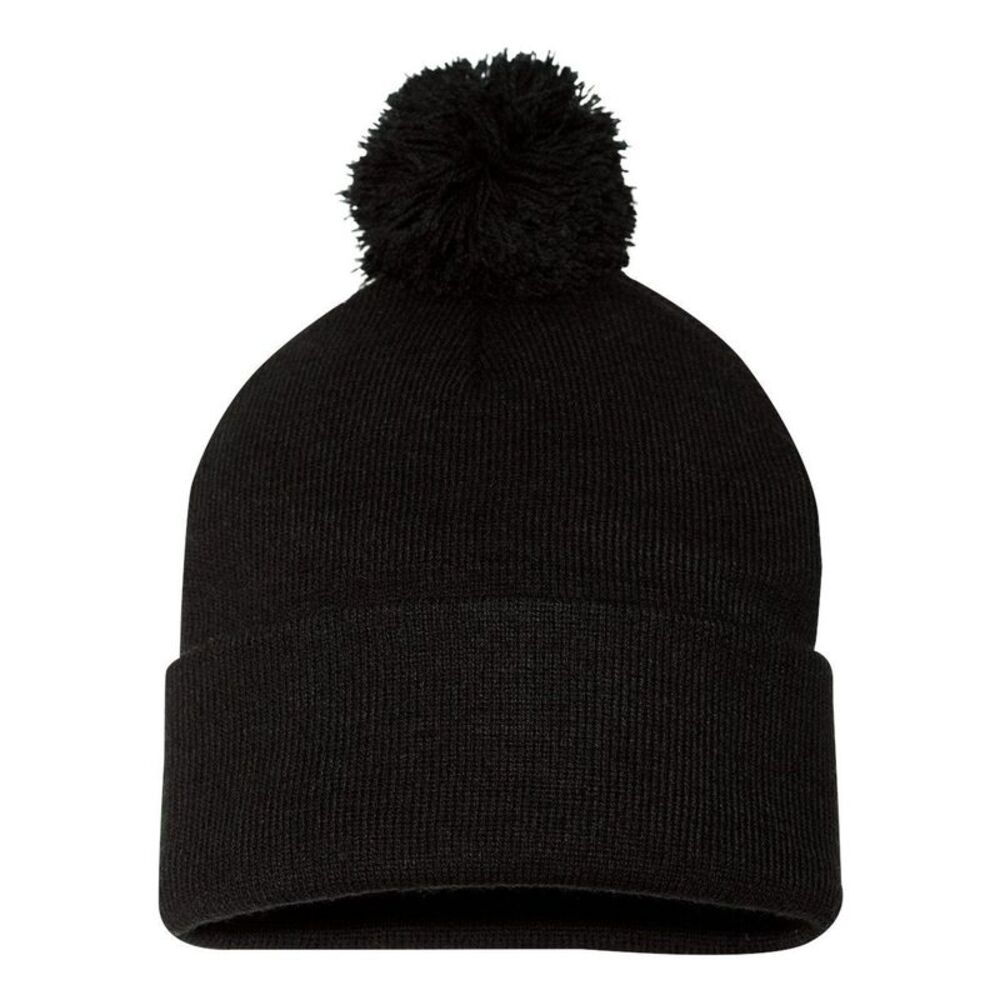 Sportsman Pom-Pom 12 Knit Beanie / Black
